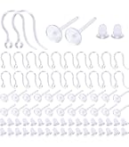 100 Ganci Per Orecchini In Acciaio Inox - 41x22 Mm - Foro 2mm - Per Creazioni Fai Da Te - Argento