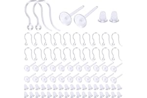 TOAOB THE ONE AND ONLY BABY TOAOB 400 Pezzi Ganci Orecchini di Resina Trasparente Grande Monachelle Base Orecchini Plastica Anallergici e 4 mm Chiusure Ferma Orecchino Bianche per Creazione Orecchino Fai da Te