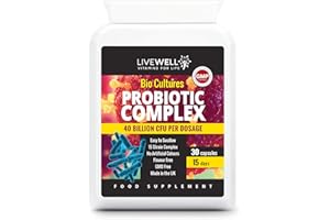 LIVE WELL VITAMINS FOR LIFE Bio Culture Probiotics Complex 30 Veggie Capsules | 15 Active Bacteria Strains | 40 Billion CFU per serving | Maximum Strength & Potency