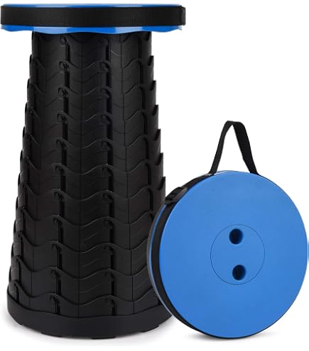 Marche Pied Pliable Noir, Charge maximale 150 KG, Tabouret Pliant Portable pour Camping, Tabouret Pliable avec Cadre renforcé en Acier au Carbone