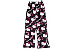 SASMOIYUG Pantalon de pyjama Kitty Flanelle douce Kawaii Pyjama Anime Confortable Dessin animé Décontracté Automne-hiver
