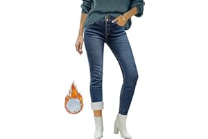 Vetinee Jeans foderati in pile per le donne invernali a vita alta Jeggings termici skinny stretch denim leggings