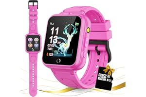 Retysaz Kids Smart Watch 24 Game Smart Watch for kids Pedometer 2 HD Cameras Fashion Smartwatches for Children 3-14 Great Gifts To Girls Boys (Pink)