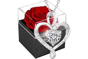 Willuck Rosa Eterna Regalo per Lei,Rosa Stabilizzata Vera,Natural Preservada Fiori,Confezione Regalo per la Festa della Mamma,Natale,Compleanno,Anniversario,San Valentino per Fidanzata,Moglie