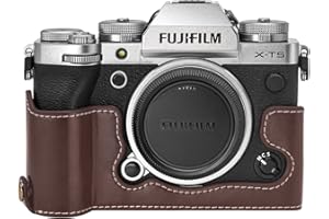 Rieibi Etui Fuji XT5 - Wysokiej jakości półetui ze skóry PU do aparatu cyfrowego Fujifilm X-T5 - etui ochronne na korpus do Fuji XT5 X-T5, Kawa, Etui kosmetyczne