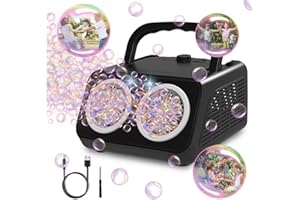 P PANACARE Macchina automatica di bolle per bambini, 20000 + bolle al minuto, Bubble Maker Giocattoli con 26 fori/illuminazione/120ML Bubble Solution.Gifts per feste, matrimonio, compleanno