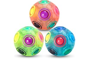 Vdealen Regenbogenball Set Magischer Puzzleball Zappelball Spiel Spaß Stressabbau Geschicklichkeitsspiele Pädagogische Spielzeug Denksport Ball Spielzeug Knobelspiel für Kinder Teens & Erwachsene