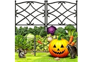 AMAGABELI GARDEN & HOME Amagabeli Garden Home 60cm(H) x 3m(L) Metal Garden Fence Panels - Φ10mm Rustproof Black Outdoor Fencing for Dogs, Flower Beds, Patio | No Dig Installation | Animal Barrier (5 Pack)