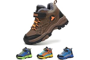Bandkos Winterschuhe Jungen Wanderschuhe Trekkingschuhe Wanderstiefel Kinder Warm Gefütterte Stiefel Schnee Outdoor Camping rutschfest Blau Black Schwarz Grün Gr.30-40 EU