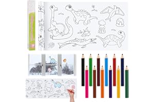 ZOOMARLOUS Children's Drawing Roll, 300*30CM Colouring Paper Roll for Kids, Drawing Paper Roll, DIY Painting Colour Filling Paper with 12 Coloured Pencil (Dinosaur Land)