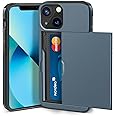 ACOCOBUY for iPhone 13 Case with Card Holder Sliding Cover Hidden Pocket IDs Credit Cards Slot Heavy Duty Shockproof Protective Dual Layer Wallet Phone Cover Back Shell for Men Women 6.1 inch Navy
