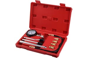 MOENDERGO 9PCS Tester Pressione di Compressione, Rilevatore di Perdite di Cilindro Auto Tester, Manometro per Test del Motore per Kit Tester di Compressione per Cilindri del Motore a Benzina