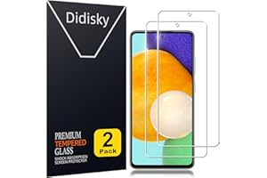 Didisky 2-Unidades Cristal Templado Protector de Pantalla para Samsung Galaxy A52 4G, 5G,A52s 5G, A53 5G, Antihuellas, Sin Burbujas, Fácil de Limpiar, 9H Dureza, Fácil de Instalar, Transparente