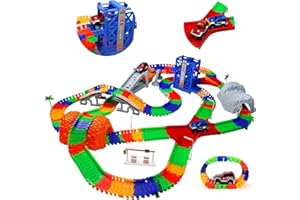 TONZE Circuit Voiture Enfant Jouet 3 4 5 Ans Garcon Fille 309Pcs Flexible avec Ascenseur Automatique Circuit Voiture Electrique Cars Jouet Cadeau Garcon Fille 3 4 5 6 Ans