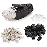 VCE (Gen 1) 20 Pack CAT7 Shielded RJ45 Connector Cat6A, Cat7 Modular Plug with Load Bar and RJ45 Boots Black