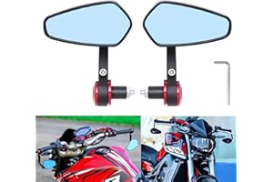 AULESSE Specchietti Manubrio Moto 1 Paio, Universale Specchietti Moto CNC Alluminio Anti-Glare Specchietto Retrovisore Laterali Moto per Bike Scooter Kawasaki Z750 Z1000 (Rosso)
