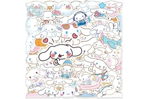 CANVERLENS 50 sztuk winylowych naklejek Cinnamoroll na butelki z wodą, laptop, komputer, deskorolkę, śliczne naklejki na prezent dla dzieci, nastolatków, wodoodporne