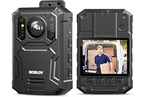 BOBLOV Caméra de Corps Mémoire Interne 64GB Enregistreur Vidéo 1296P avec Kit d'Aspiration pour Voiture Batterie Intégrée 3200mAh 14 Heures d'Enregistrement Vision Nocturne