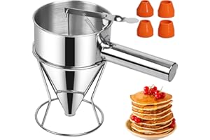 Sopito Teigportionierer, 1200ml Pfannkuchen Teigspender Edelstahl Trichter Küche Multi-Kaliber Edelstahl Trichterkuchen-Spender mit Ständer Großartig für Pfannkuchen Desserts