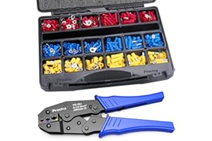 Crimping Tool Kit with Insulated Electrical Connectors, Preciva 0.5-6mm² Ratchet Terminal Wire Crimper Plier, Cable Lug Plier with 700pcs 27 Types Butt Bullet Spade Fork Ring Connectors and Crimp Set