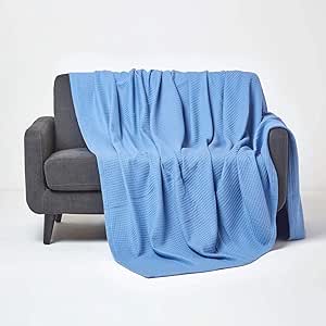 HOMESCAPES Coperta verde tessuta a mano 255 x 360 cm geometrica 100% cotone con nappe spesse per tutte le stagioni Malda copriletto per letto o divano