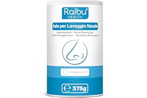 Raibu Fisiologico per Lavaggi Nasali - 150 Porzioni (XXL) I Con Misurino Dosatore I Sale Lavaggio Nasale, Irrigazione del Naso, Neti Lota
