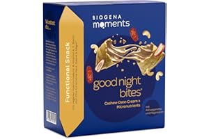 ‎BIOGENA MOMENTS FUNCTIONAL TASTE FOR FANCY MOMENTS Biogena Moments Good Night Bites - Snacks mit Dattel-Cashew-Creme, ohne Zucker, B-Vitamine & Magnesium mit Ashwagandha für Entspannung & Wohlbefinden | 131 kcal | 3er-Pack