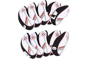 SALUTUYA Accessoire de Divertissement Sportif 10 pièces avec Couverture de Club de Golf de Couverture de Putter résistant aux Rides d'élasticité, pour protéger la tête de Tige