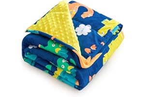 ‎SIVIO Sivio Gewichtsdecke 1,4 kg, 90x120cm, Superweicher Kristallsamt mit Dinosaurier Cartoon Mustern, Reversible Schwere Decke, Blaue Dinosaurier