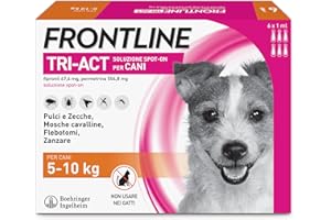 FRONTLINE Triact, 6 Pipette, Cane S (5-10Kg), Antiparassitario per Cani e Cuccioli di Lunga Durata, Protegge il Cane da Pulci, Zecche, Zanzare, Pappataci e Leishmaniosi, Antipulci 6 Pipette