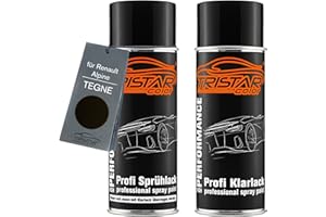 TRISTARCOLOR Peinture Voiture Kit bombes de peinture pour Renault/Alpine TEGNE Noir Etoile Nacre Peinture de base vernis clair aérosol 400 ml