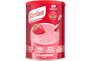 SlimFast Meal Replacement Shake for Weight Loss & Balanced Diet, Vitamins and Minerals, Low Calorie, High Protein, Strawberry Flavour, 50 servings, 1.825 kg, Packaging May Vary