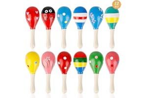 Drepint 12 x Maracas Rasseln, miniaturige Holzmaracas für Kinder, pädagogisches Musikspielzeug, Sand-Shaker