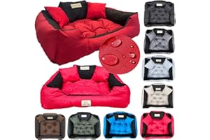 KING DOG Legowisko kojec dla psa kota, Poduszka dla psa, Personalizowane - imię psa, Wodoodporny materiał, nadaje się do prania, Silikonowe wypełnienie (L 100 x 75 cm, Czerwony)