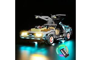 LocoLee Zestaw świateł LED kompatybilny z LEGO 10300, zestaw oświetlenia LED kompatybilny z LEGO Back to The Future Delorean – tylko zestaw świateł, nie jest to model (wersja z pilotem zdalnego