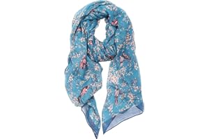 DiaryLook Ladies Women's Fashion Bird Print Long Scarves Floral Neck Scarf Shawl Wrap Gifts For Women