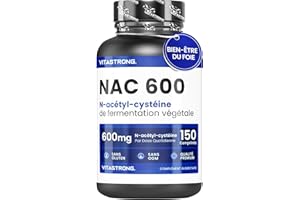 VITASTRONG. NAC N-Acetyl-Cysteine 600mg de Fermentation Végétale, Précurseur du Glutathion, Complément NAC 150 Comprimés Vegan Acétylcystéine 600 mg (1 par Jour pendant 5 Mois), Qualité Premium Vitastrong