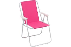 Baroni Home Sedia Pieghevole da Mare, Sedia Spiaggia o Campeggio in Tela, Sedia da Esterno con Braccioli Colorata 52x44x76 cm Fucsia