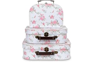 Jewelkeeper - Valigie in Cartoncino, Set da 3 – Scatole Regalo Portaoggetti Impilabili per Compleanno Matrimonio Natale Nursery Ufficio Decorazione Vetrine Giocattoli Foto - Disegno Floreale Romantico