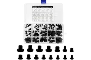 LECHENGJIA 120 Pièces Bouchon Caoutchouc, Bouchon Trou Silicone, Caoutchouc Noir Rond Étanche pour Bouteilles, Tuyaux, Meubl, 15 Tailles 2.7-10mm