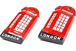 BETTER WITH FRIENDS 2 x Magnete 3D inglese per frigorifero con cabina telefonica di Londra. 6,5 x 4 cm. Cassetta postale Rosso Retro. Regno Unito Stile del telefono classico