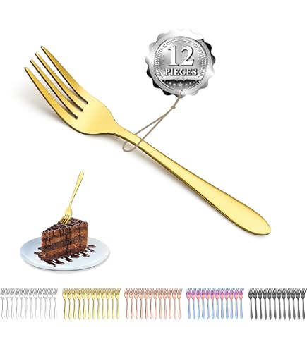 Evanda Forchette da dessert 6 confezioni da 16,5 cm, forchette per dolci in acciaio inox, forchette per la famiglia per frutta, torte, formaggi, per feste, caffè, ristoranti, lavabili in lavastoviglie