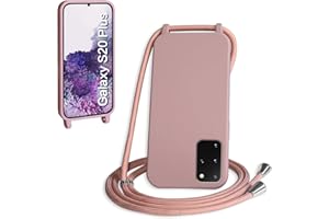 WenBaby Handykette für Samsung Galaxy S20 Plus Hülle mit Band,Handyhülle mit Schnur zum Umhängen Silikon Seil Necklace Schutzhülle mit Kordel Tasche Case TPU Bumper für Galaxy S20 Plus- Sandrosa