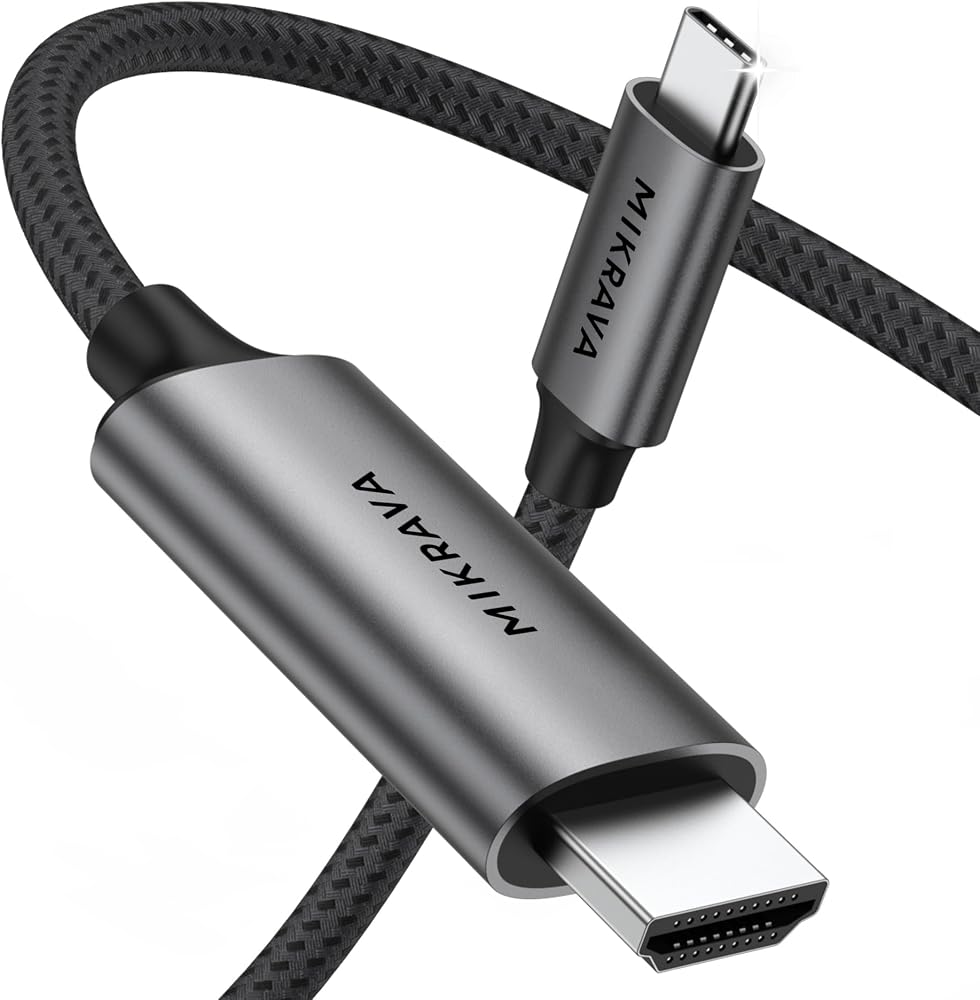 Mikrava USB C HDMI Kablo (4K@60Hz,2K@120Hz,1080P@165Hz) HDR HDCP Type C to HDMI 2.0 [Thunderbolt 5/4/3, DeX Mode Uyumlu], iPhone 15/16/17 Pro, MacBook iPad Pro/Air, Samsung S25 ile Uyumlu (2 Metre)