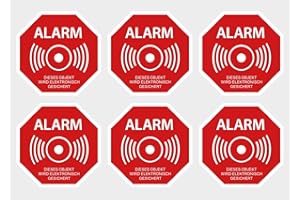 ‎RITTER MEDIENDESIGN 6 Stück Premium Aufkleber Alarm Alarmanlage Objekt Elektronisch gesichert Hinweis-Schild Witterungs- und UV-Beständig