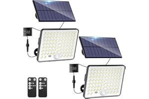 kolpop 2 pièce Lampe Solaire Exterieur Detecteur de Mouvement,LED Convex Lenses Projecteur Solaire,3Mode 1800mAH Lumiere Solaire Exterieuré tanchéité IP65 Spot Extérieur pour Jardin Garage Cour