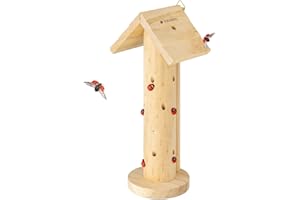 Navaris Casetta per Coccinelle in Legno - Casa Insetti da Appendere 12.5x9.5x28cm - Rifugio Ecologico per Farfalle Api - Alveare con Tetto e Gancio