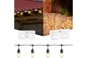 Meetory Ganci per grondaie per catene luminose, 40 pezzi, mini ganci per grondaia, con viti, strisce adesive, per Natale, luci decorative per interni ed esterni, 4,6 x 2,2 cm