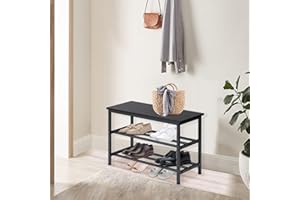 FetiNes Metalowy regał na buty z 2 poziomami, szafka na buty, ławka do siedzenia z miejscem do przechowywania do salonu, garderoby i korytarza, 73 x 30 x 45 cm