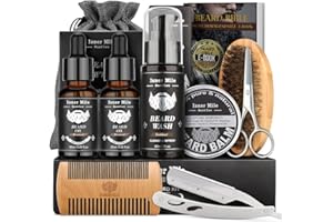 COMFY MATE Kits en Cuidados Post-depilación y Afeitado con Aceites, Tijeras para Barba y Bigote, Champú, Peine, Cepillo, Regalos para Hombre para - Regalos Dia Del Padre